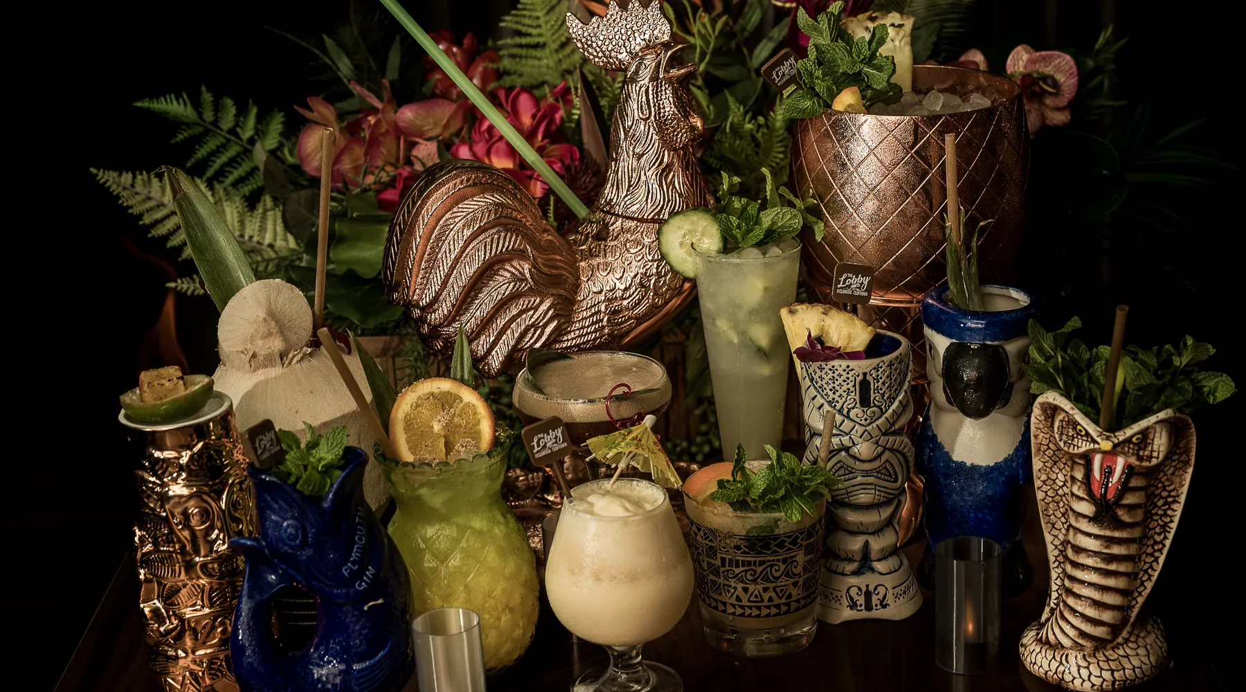 Tiki cocktails at The Lobby Tiki Bar Oceanside CA