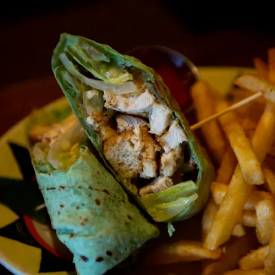 Chicken Caesar Wrap at The Lobby Tiki Bar Oceanside CA