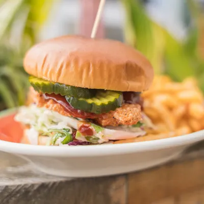 Crispy Chicken Sando at The Lobby Tiki Bar Oceanside CA