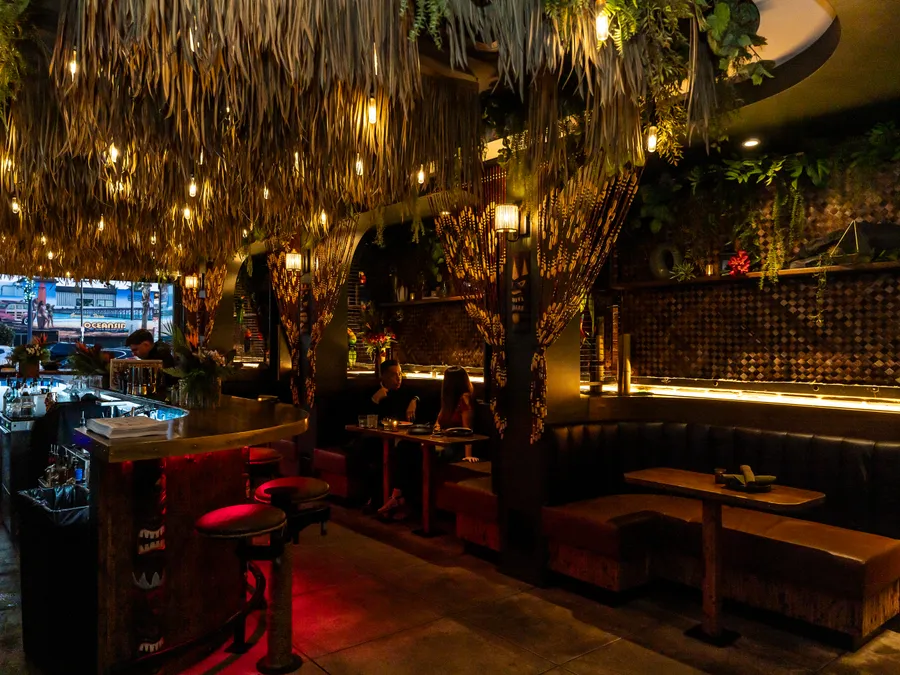 The Lobby Tiki Bar Oceanside CA interior during weekly events